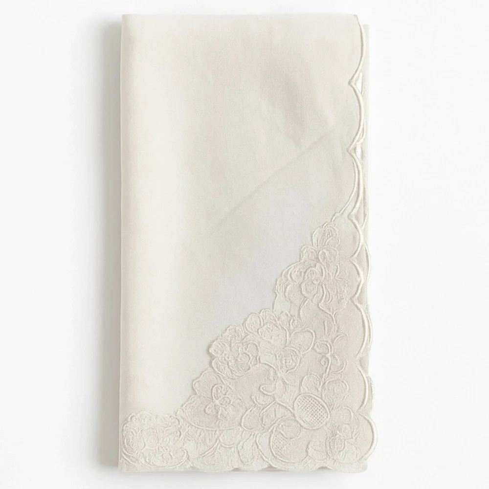 Ivory and Cream Lace Linen Napkin